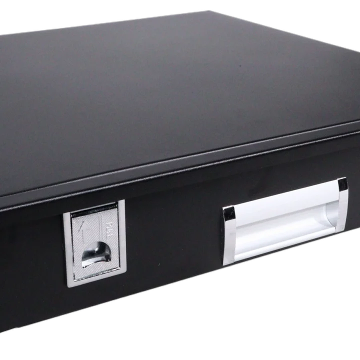 ProX 2U rack mount drawer with 18 inch depth shown from side angle, professional audio equipment storage