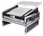 ProX 2U vertical rack mount flight case with 10U top compartment dimensional specifications and measurements