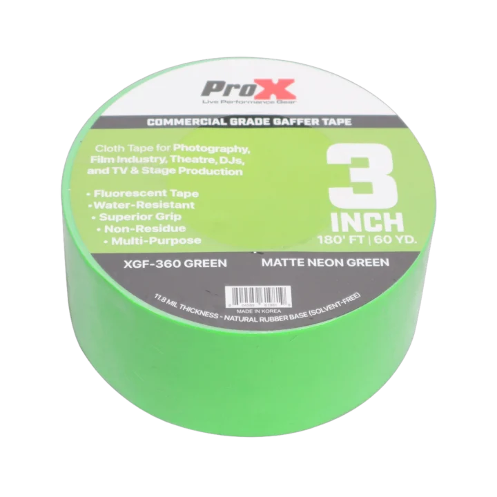 ProX 3 inch 180 foot green commercial grade gaffer tape roll front view