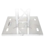ProX 30-inch aluminum BoltX base plate with raised frame for bolted box truss systems, angled detail view