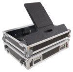 ProX 32 inch LED floor monitor with adjustable tilt angle, low profile wheels, and dimensional specifications