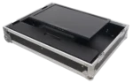 ProX 32 inch LED floor monitor TV positioned on low profile wheels with adjustable tilt angle in live event application