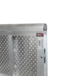 ProX 4-foot heavy-duty aluminum ventilated crowd barrier corner base in event setup application