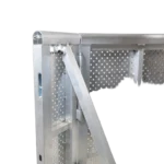 ProX 4-foot heavy-duty aluminum ventilated crowd barrier door and base in event venue setup