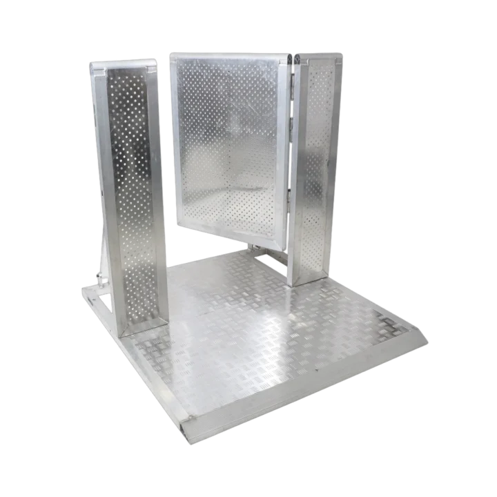 ProX 4-foot heavy-duty aluminum ventilated crowd barrier door and base assembly front view