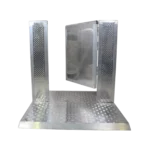ProX 4-foot aluminum ventilated crowd barrier door rear panel showing structural support and base connection