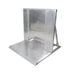 ProX 4-foot aluminum ventilated crowd barrier door and base shown from side angle