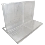 ProX heavy-duty aluminum ventilated crowd barrier barricade showing ventilation slots and construction detail
