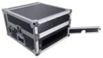 ProX 4U vertical rack mount flight case with 10U top compartment dimensional specifications and measurements
