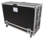 ProX 55 inch LED floor monitor with wheels showing dimensional specifications and measurements