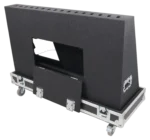 ProX 55 inch LED floor monitor with wheels showing dimensions and specifications