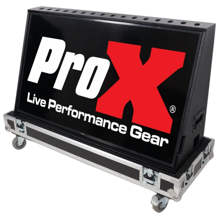 ProX 55 inch LED floor monitor display with four inch wheels front view