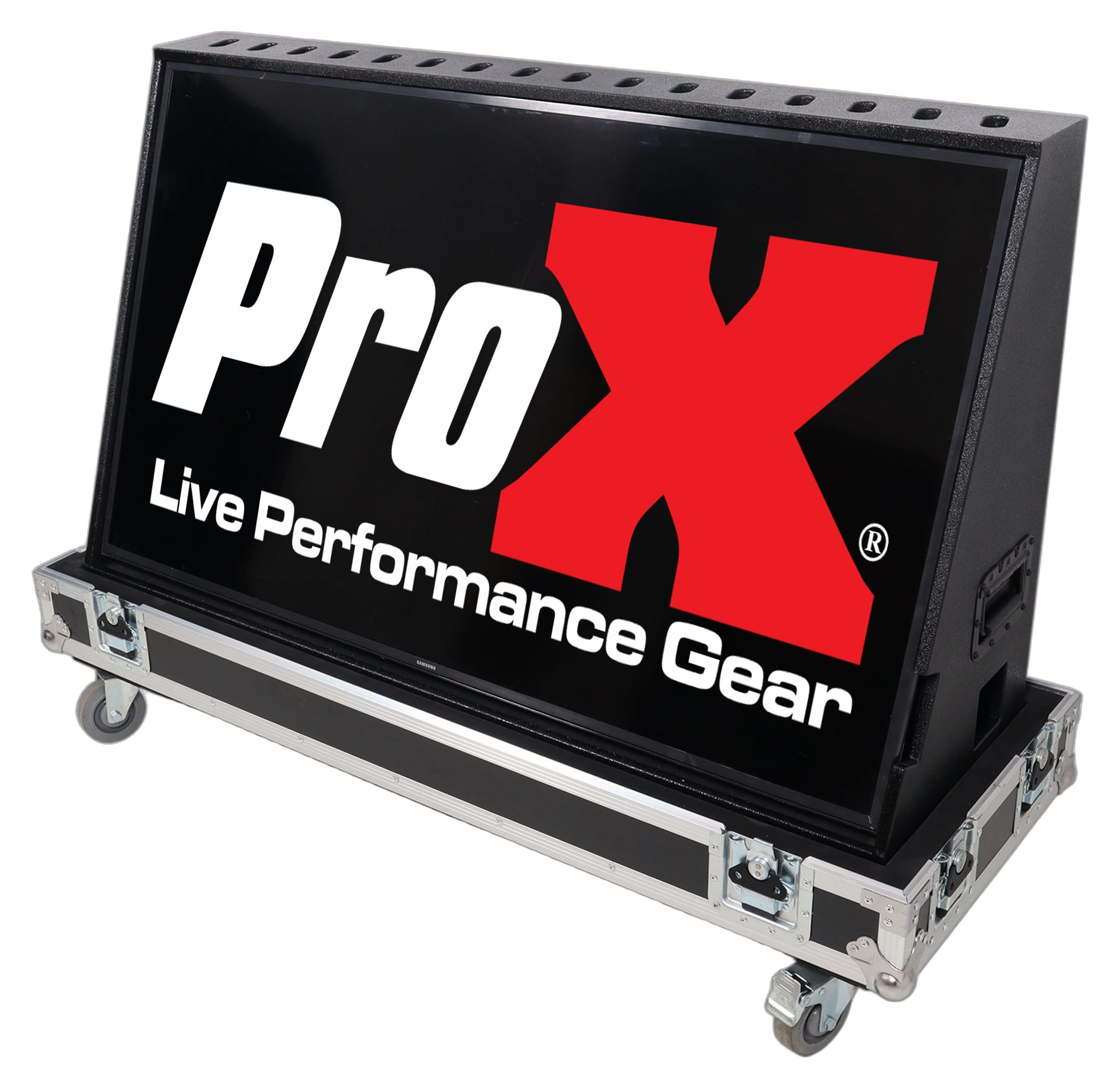 ProX 55 Inch LED Floor Monitor with Wheels ProX 55 inch LED floor monitor display with four inch wheels front view