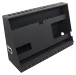 ProX 55-inch LED floor monitor showing heavy-duty 4-inch wheel caster detail and base construction