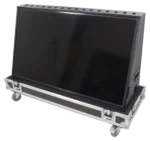 ProX 55 inch LED floor monitor showing four inch caster wheels detail view