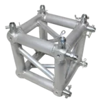 ProX 6 way square truss junction block with conical couplers, front view