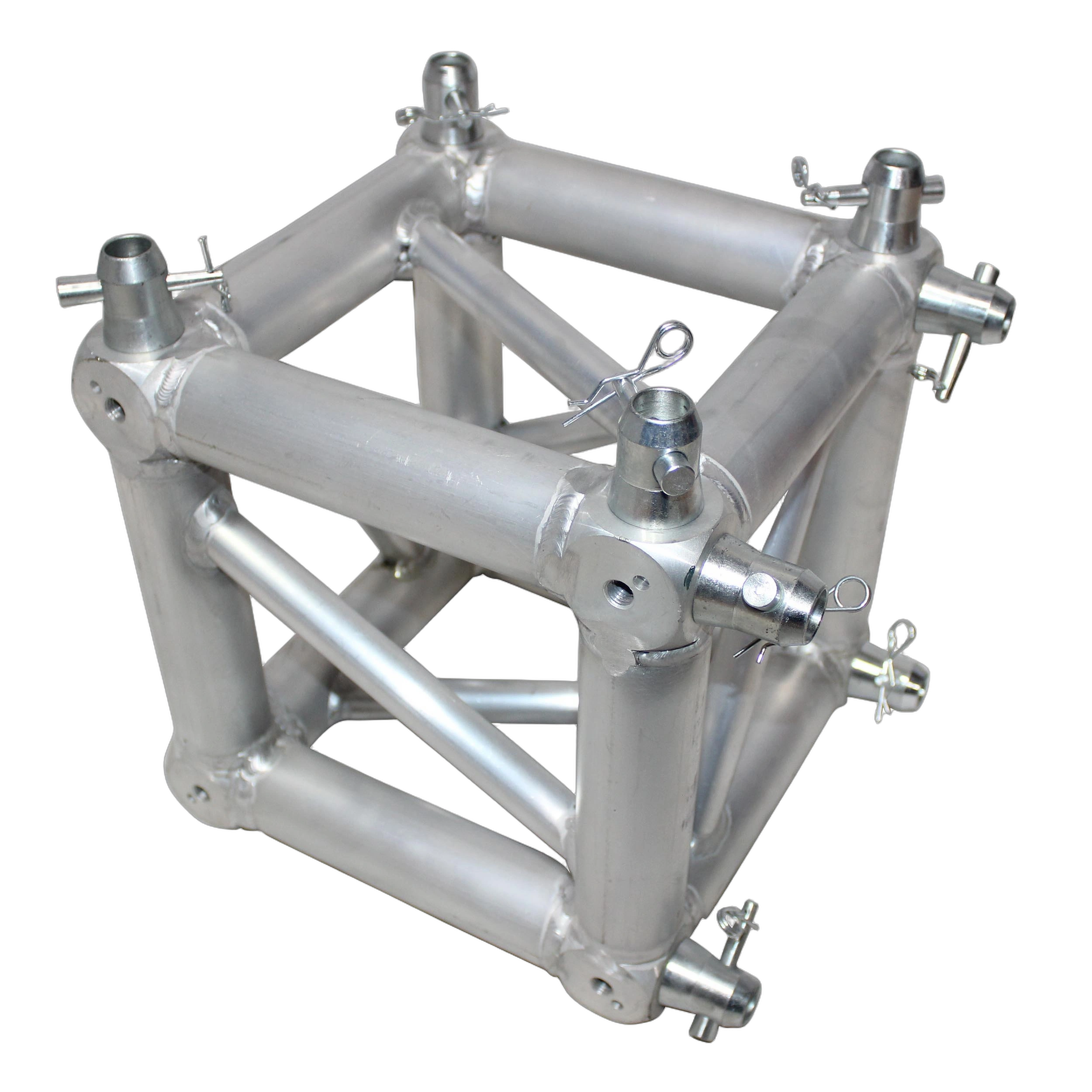 ProX 6 Way Square Truss Junction Block Front View ProX 6 way square truss junction block with conical couplers, front view