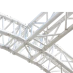ProX 6 way square truss junction block rear panel showing conical coupler connections and mounting hardware