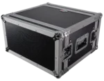 ProX 6U Deluxe 14-inch deep 19-inch width amp effects rack flight hard case shown from side angle