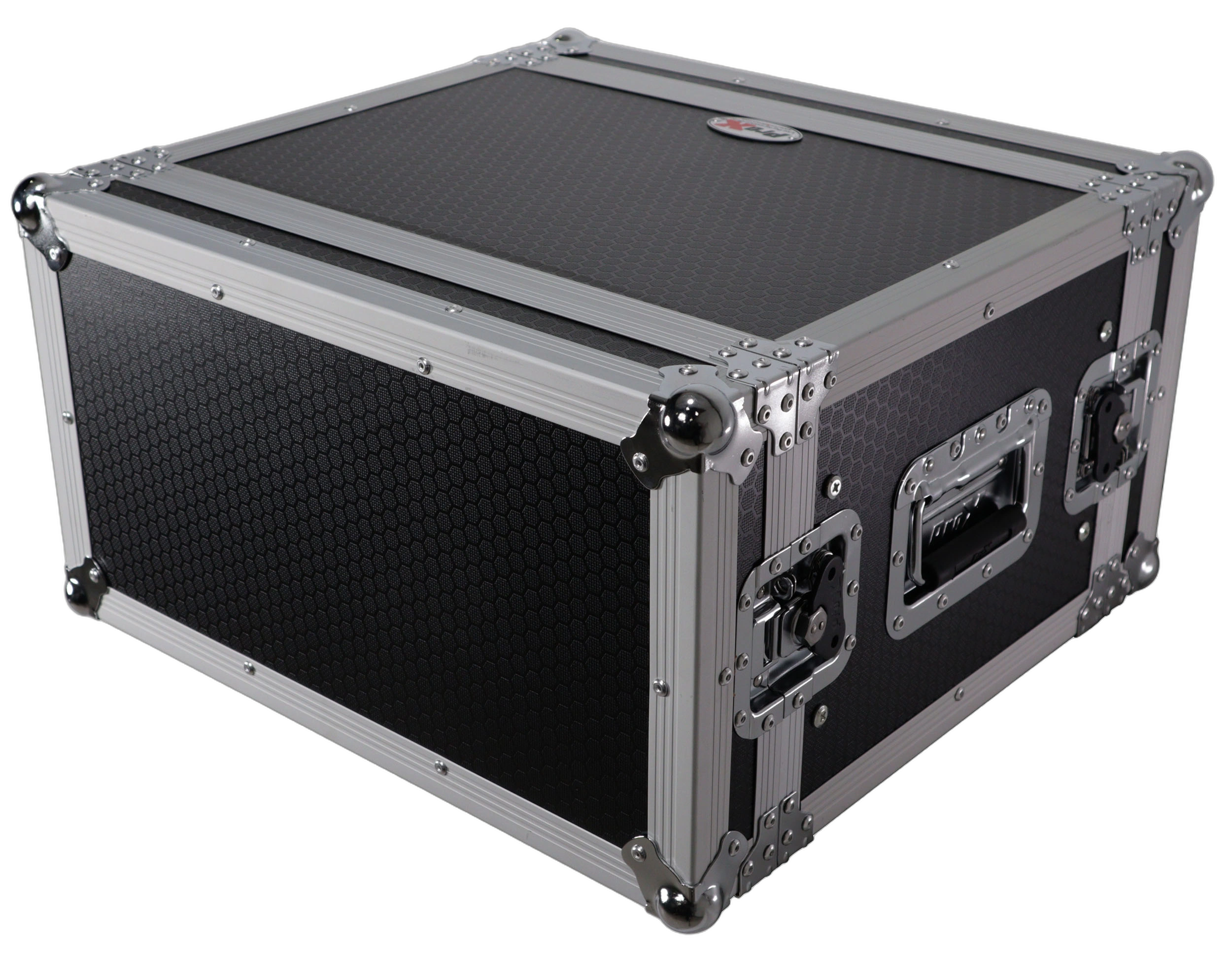 ProX 6U Deluxe Amp Effects Rack Flight Case Side View ProX 6U Deluxe 14-inch deep 19-inch width amp effects rack flight hard case shown from side angle