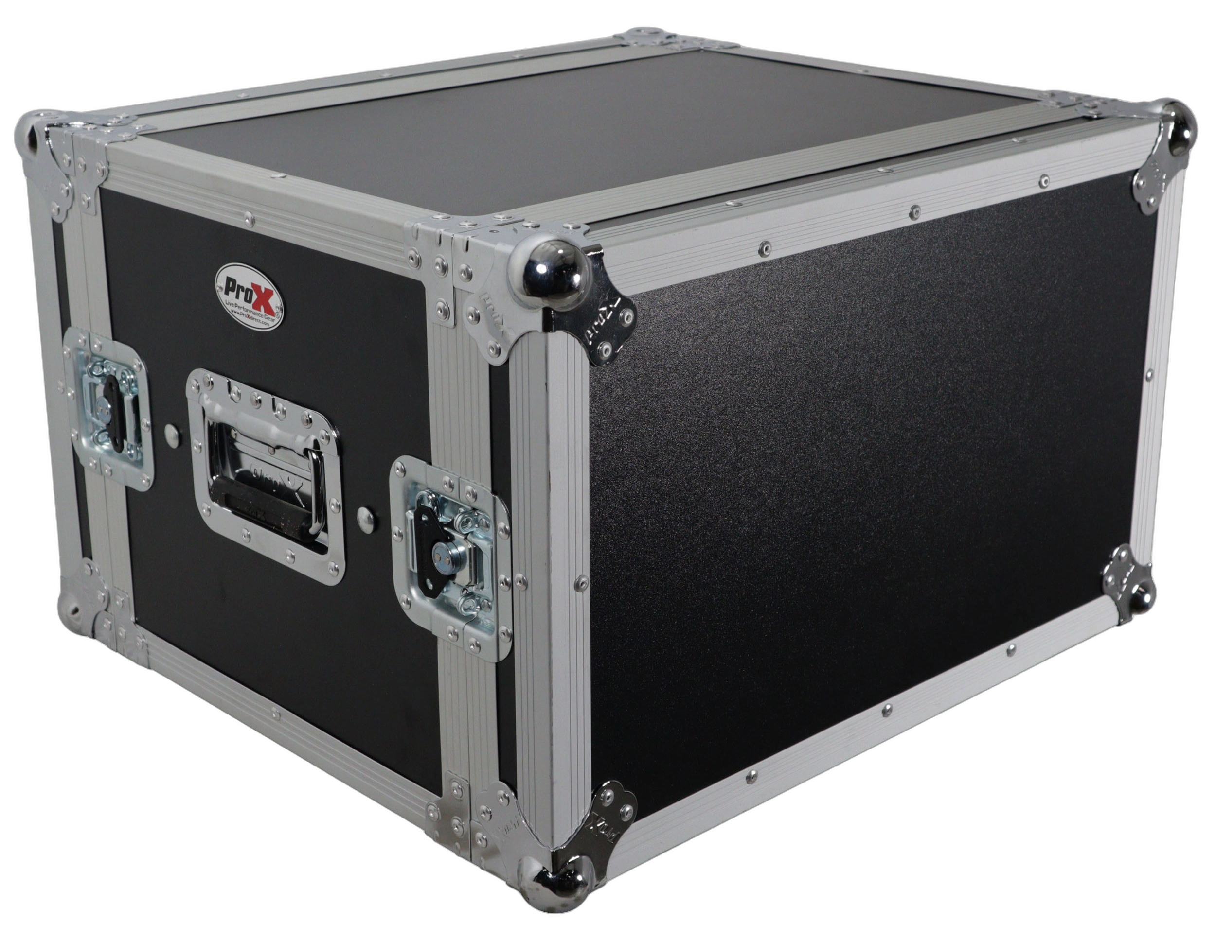 ProX 6U Vertical Shockproof Effects Rack Application ProX 6U vertical shockproof effects rack with 14-inch depth mounted in professional studio setup
