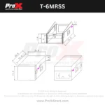 ProX 6U vertical rack mount flight case dimensional diagram showing width depth height measurements specifications