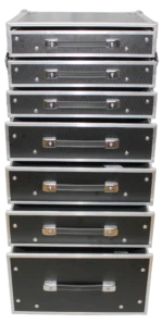 ProX 7 utility drawer ATA flight case with fold-out side mounting table and casters
