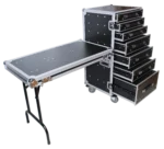 ProX 7 utility drawer ATA flight case with fold-out side mounting table and casters