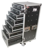 ProX 7 utility drawer ATA flight case rear panel showing cable management and mounting hardware