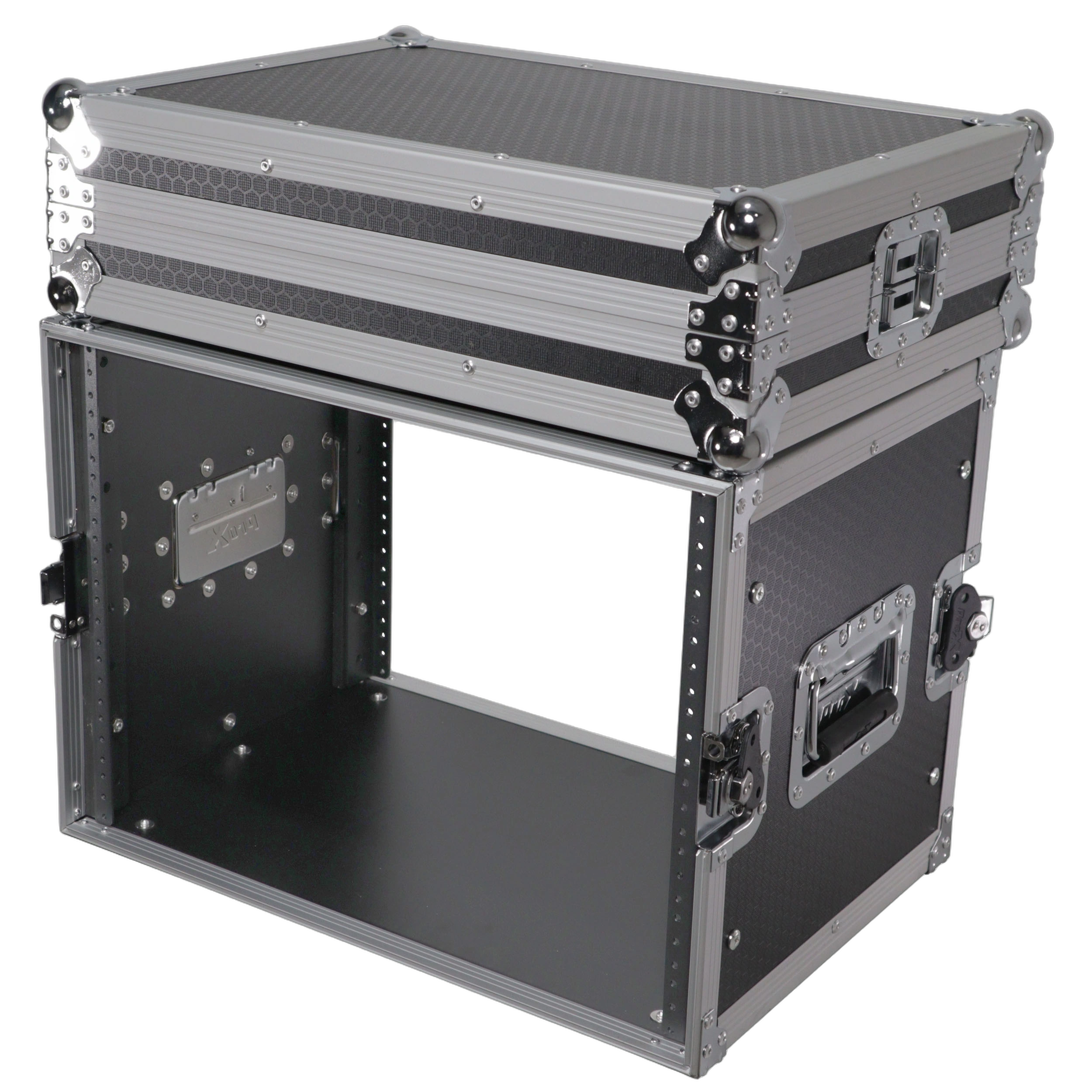 ProX 8U Deluxe Effects Rack Case Front View ProX 8U Deluxe Effects Rack Case with 14 inch deep rail-to-rail mounting, front panel view