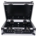 ProX 8U slanted flight case for 19 inch mixers showing dimensional specifications and measurements