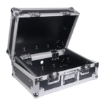 ProX 8U top mount slanted flight case for 19 inch mixers in professional studio setting