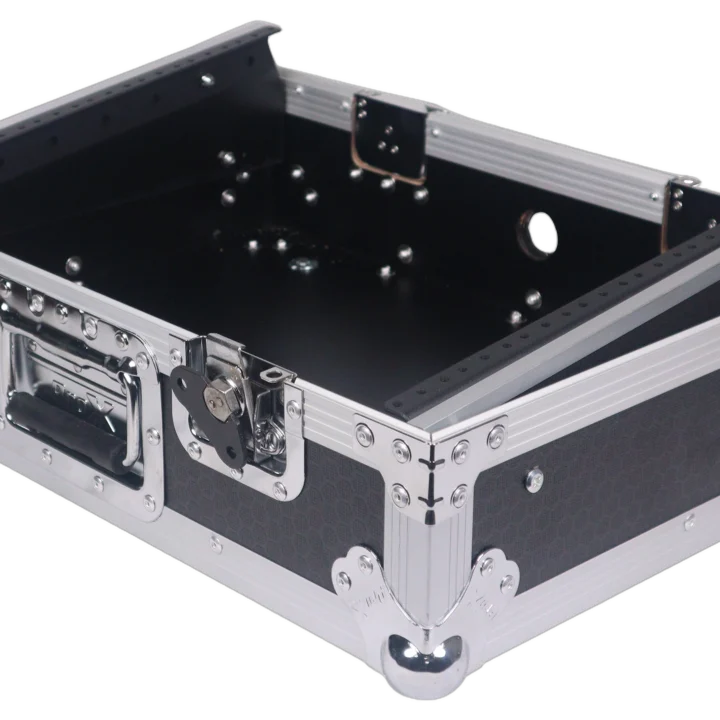 ProX 8U top mount slanted flight case for 19 inch mixers front view