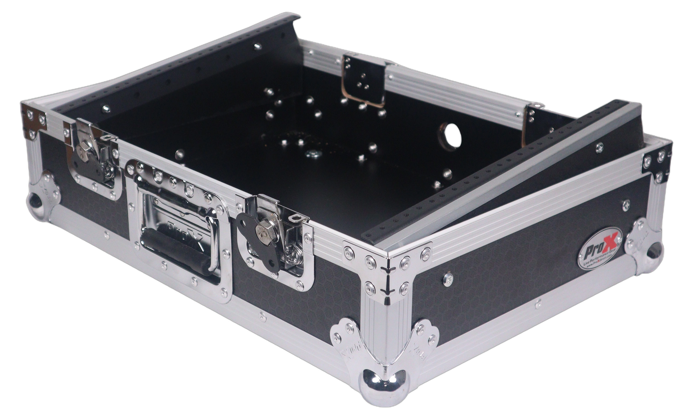 ProX 8U Top Mount Slanted Flight Case for 19 inch Mixers ProX 8U top mount slanted flight case for 19 inch mixers front view
