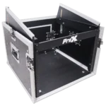 ProX 8U vertical rack mount flight case with 10U top compartment, showing lid and handle configuration
