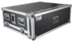 ProX flight case for Allen Heath AVANTIS mixer with doghouse compartment and caster wheels dimensional specifications diagram