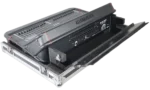 ProX flight case for Allen & Heath AVANTIS mixer showing rear panel connections and cable management