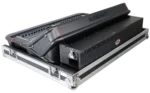 ProX flight case for Allen & Heath AVANTIS mixer console with doghouse compartment and caster wheels, side profile view