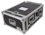 ProX flight case for Allen & Heath QU5 mixer with dimensional specifications and doghouse compartment layout