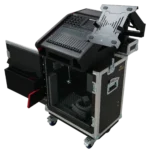 ProX flip-ready hydraulic lifting case for Allen Heath QU-5 mixer console with integrated laptop display arm