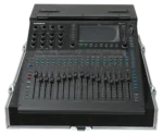 ProX flight case for Allen & Heath QU5 digital audio mixer showing doghouse compartment and caster wheel detail