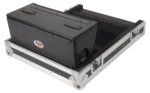 ProX flight case for Allen & Heath QU5 digital audio mixer with doghouse compartment and caster wheels in professional studio setting