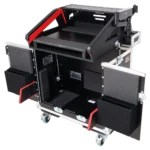 ProX flight case for Allen Heath QU-6 mixer with hydraulic lift and laptop arm dimensional specifications