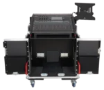 ProX hydraulic lifting case for Allen Heath QU-6 mixer with laptop display arm detail view