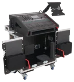 ProX flight case for Allen Heath QU-6 mixer with integrated laptop display arm and hydraulic lifting mechanism