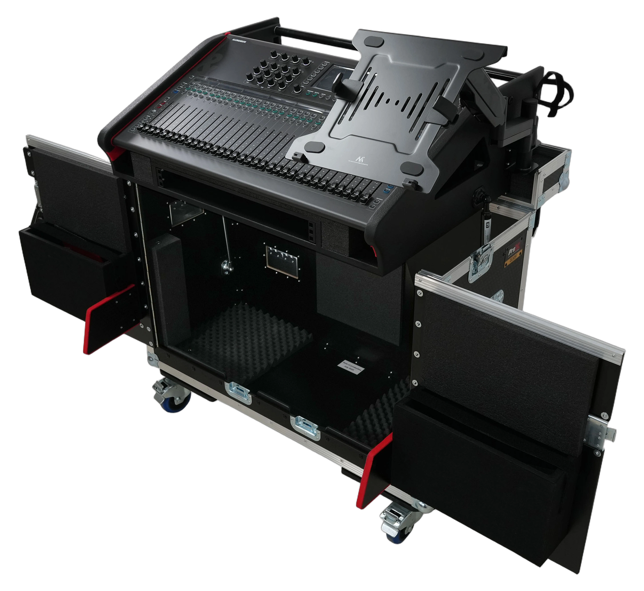 ProX Allen Heath QU-7 Flight Case with Laptop Arm ProX flight case for Allen Heath QU-7 mixer with integrated hydraulic lifting mechanism and laptop display arm