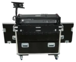 ProX flight case for Allen Heath QU-7 mixer with hydraulic lifting mechanism and laptop arm, side profile view