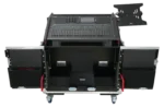 ProX flip-ready hydraulic lifting case for Allen Heath QU-7 mixer with integrated laptop display arm detail view