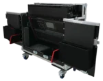 ProX flip-ready hydraulic console case for Allen Heath QU-7 mixer, rear panel view showing cable management