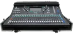 ProX flight case for Allen & Heath SQ5 mixer showing doghouse compartment and caster wheel detail